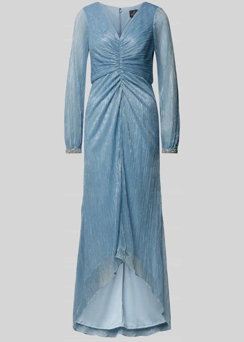 Adrianna Papell maxi-jurk met v-hals en plooien lichtblauw