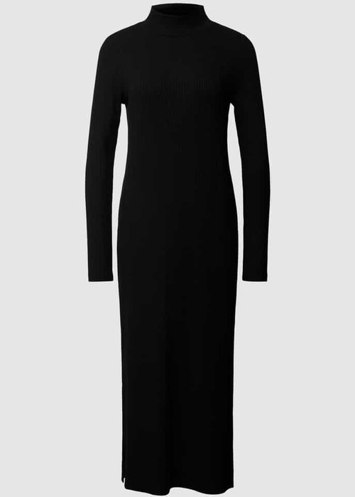 Opus Wipona gebreide jurk met opstaande kraag zwart