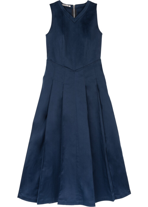 Vanilia geplooide midi-jurk donkerblauw
