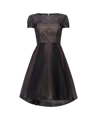 Ted Baker Burnout Stripe A-lijn jurk met gestreept dessin zwart