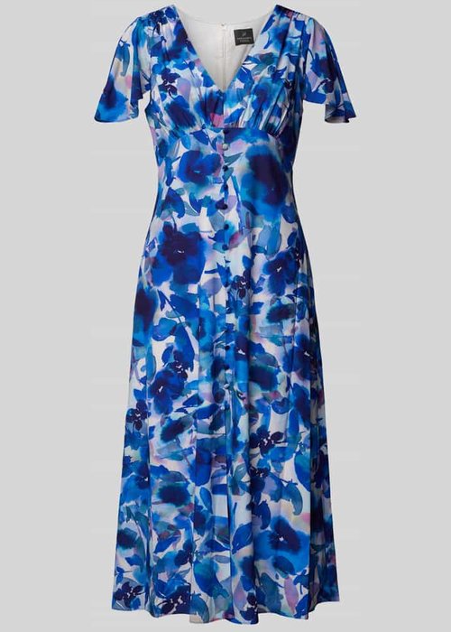 Adrianna Papell midi-jurk met v-hals blauw