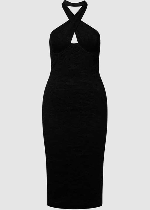 Bardot Riviera mini-jurk met halter zwart