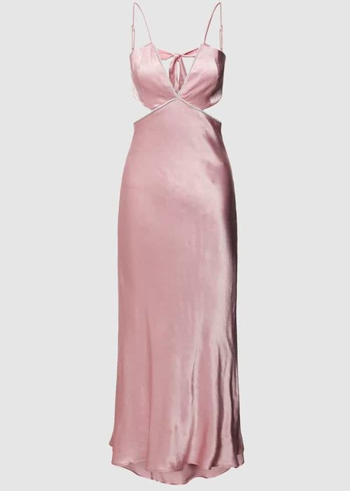 Bardot Rome Diamonte midi jurk in glanzende look lichtroze