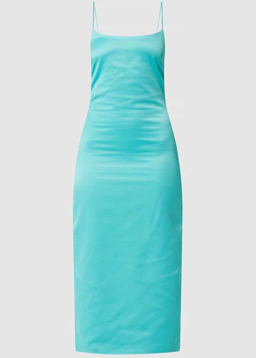 Bardot Sophie midi-jurk van satijn aquablauw