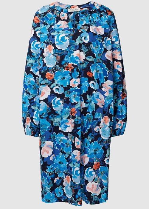 Christian Berg Woman knielange jurk met all-over bloemenmotief donkerblauw