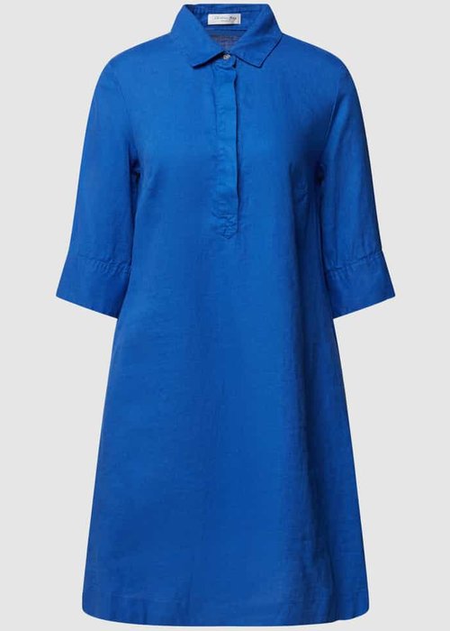 Christian Berg Woman knielange jurk met overhemdkraag koningsblauw