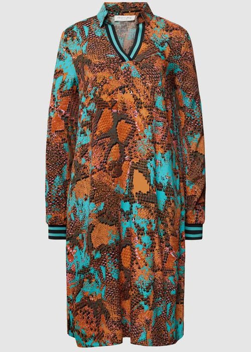 Christian Berg Woman knielange jurk van viscose turquoise