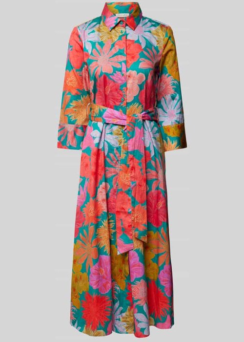 Christian Berg Woman midi-jurk met all-over bloemenprint turquoise