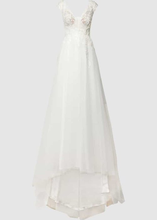 Luxuar bruidsjurk met gebloemd kant gebroken wit