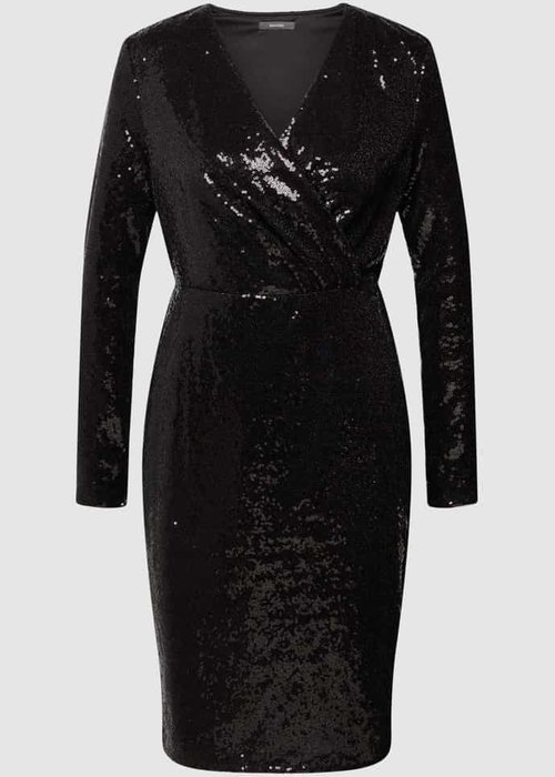 Montego knielange jurk met pailletten zwart