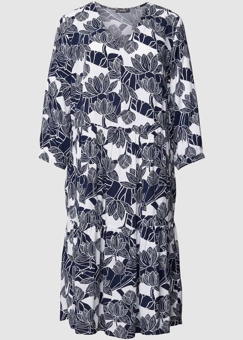 Montego knielange jurk van viscose met all-over print donkerblauw