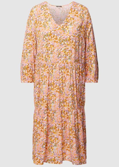 Montego knielange jurk van viscose met bloemenmotief apricot