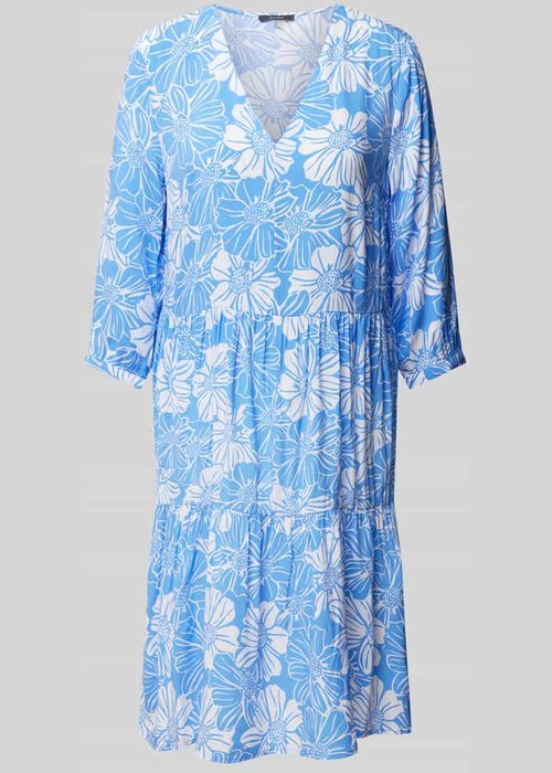 Montego knielange jurk van viscose met bloemenmotief blauw