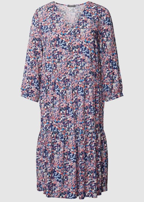 Montego knielange jurk van viscose met bloemenmotief grafiet
