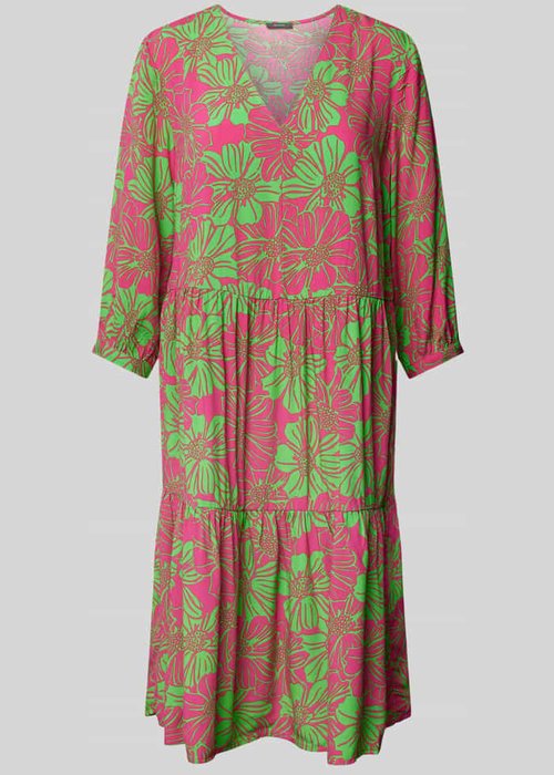 Montego knielange jurk van viscose met bloemenmotief metallic roze / groen