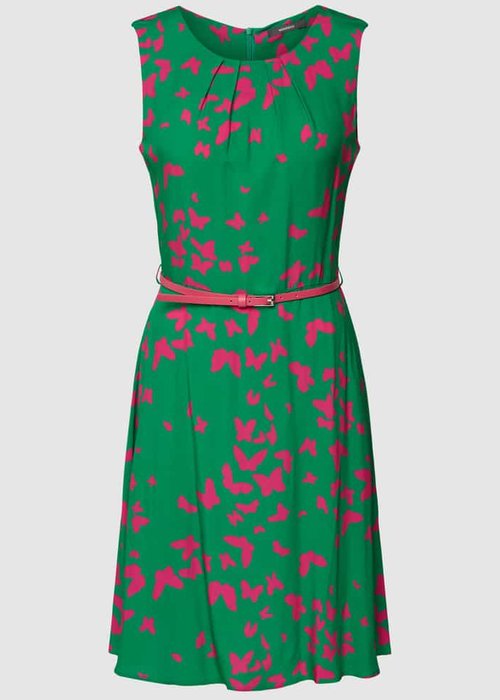 Montego knielange jurk van viscose met tailleriem groen