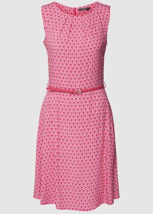 Montego knielange jurk van viscose met tailleriem roze
