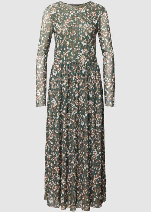 Montego midi-jurk met all-over motief olijfgroen