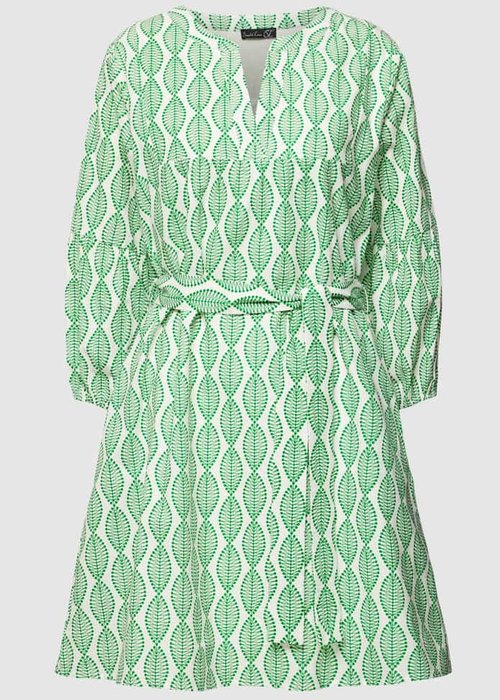 Smashed Lemon knielange jurk met all-over motief wit / groen