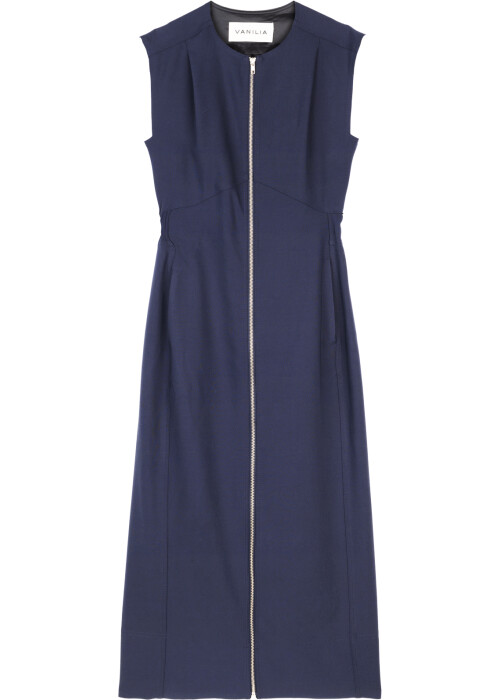 Vanilia midi-jurk met rits donkerblauw